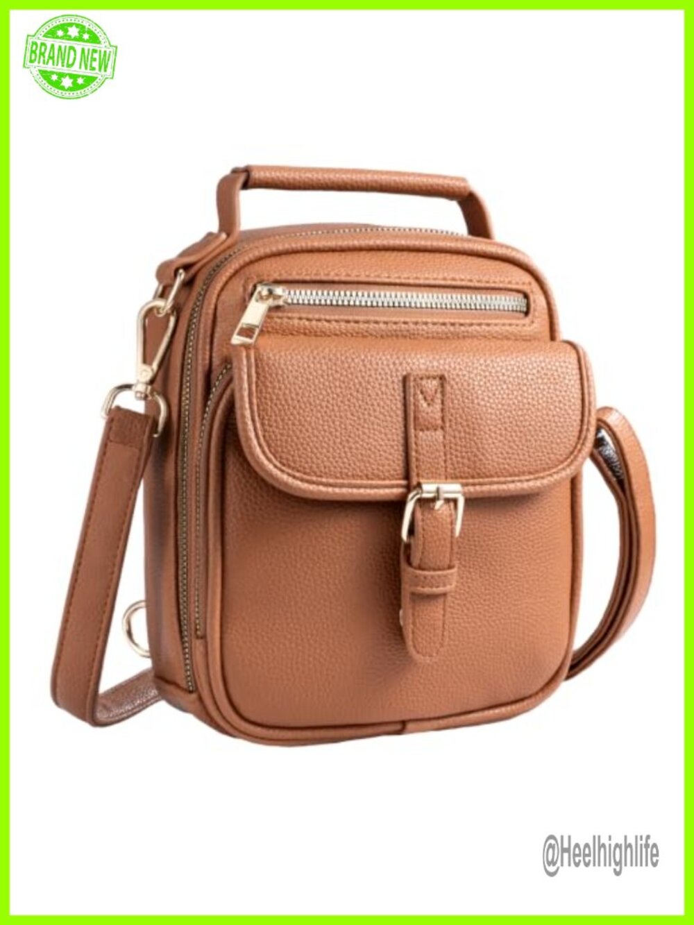 Vegan Leather Crossbody Bag 2 Straps Anti Theft RFID Small Messenger Purse